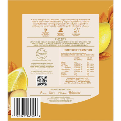 Twinings Tea Bags Lemon & Ginger 80 Pack