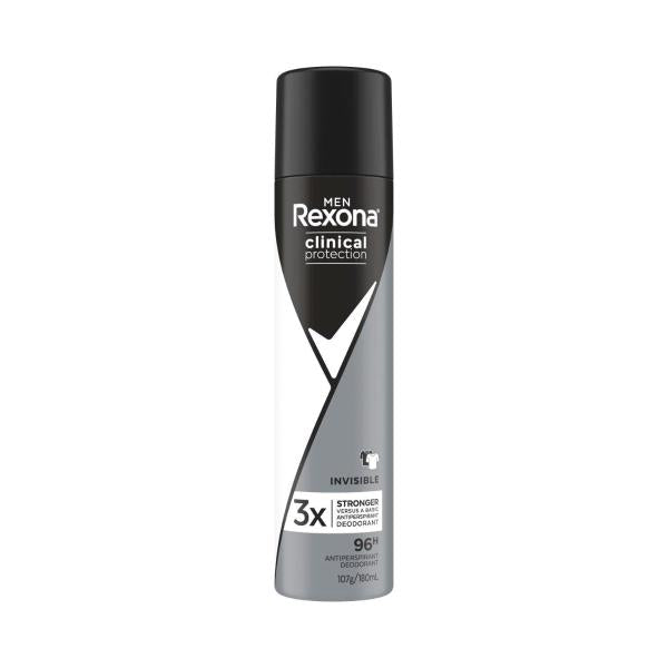 REXONA MEN CLINICAL PROTECTION DEODORANT 96HR ANTIPERSPIRANT INVISIBLE 180ML