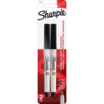 Sharpie Permanent Marker Pens Ultra Fine Black 2 pack
