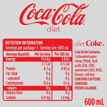 Coca-Cola Diet Soft Drink Bottle 600mL