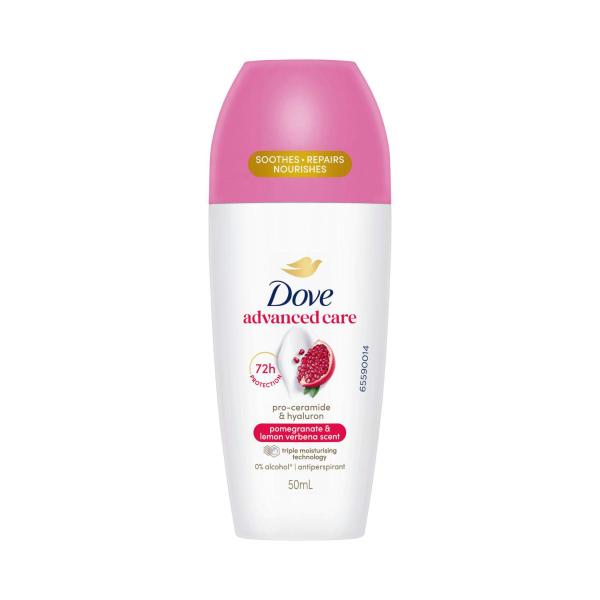 DOVE WOMEN ADVANCED DEODORANT ROLL ON 72HR ANTIPERSPIRANT POMEGRANATE 50ML