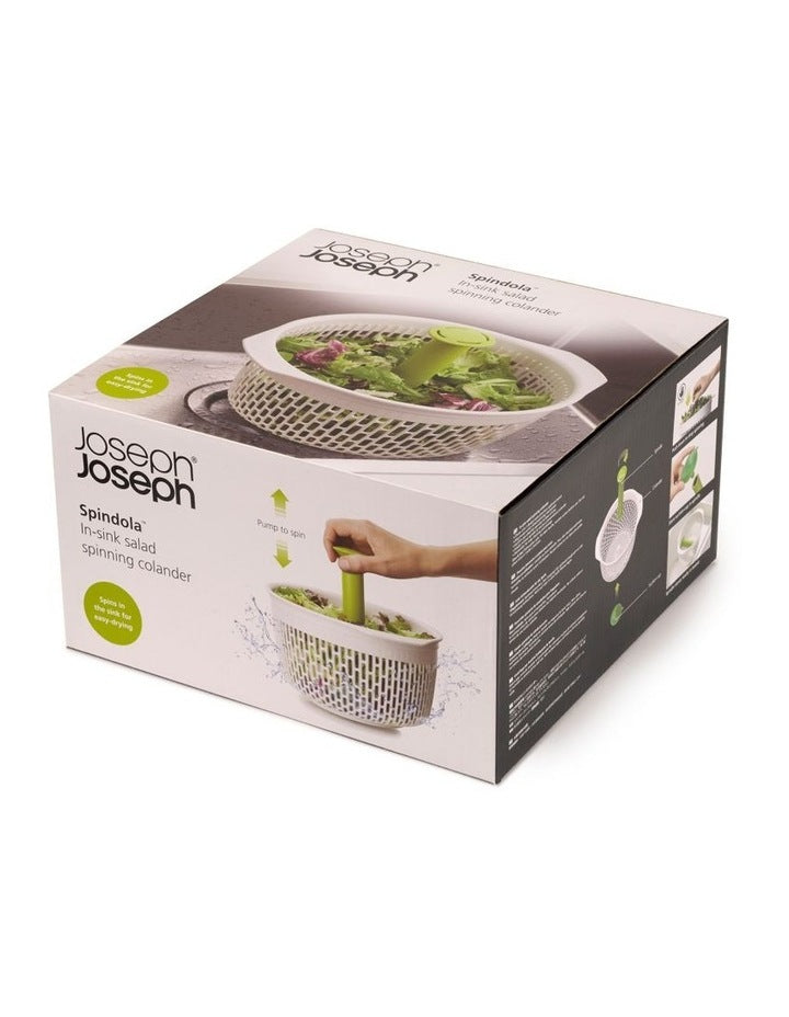 Spindola In-sink Salad Spinning Colander in White/Green