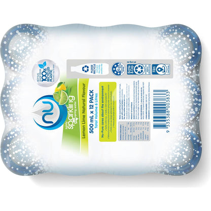 Nu Pure Lightly Sparkling Water Lemon Lime Natural Flavour 500mL x 12 pack
