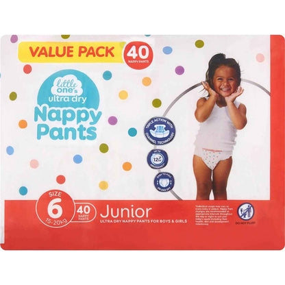Little One's Ultra Dry Nappy Pants Junior Size 6 40 pack