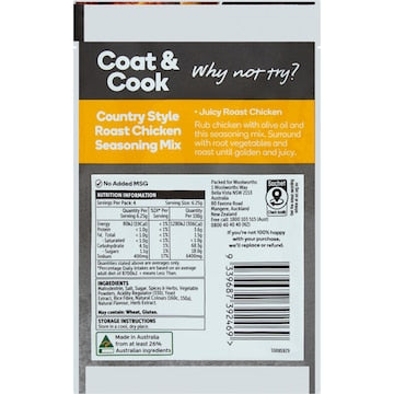 Woolworths Coat & Cook Seasoning Mix Country Style Roast Chicken 25g