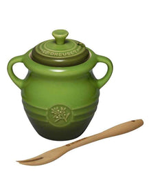Olive Jar & Fork in Green