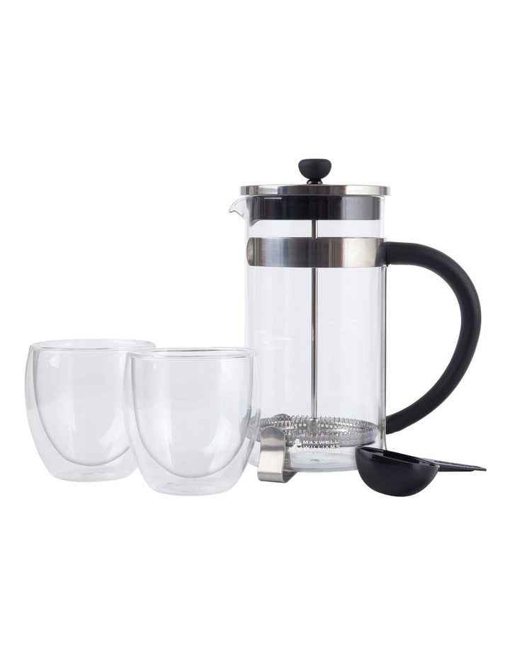 Blend Plunger 1L With 2 Glasses Gift Boxed in Clear