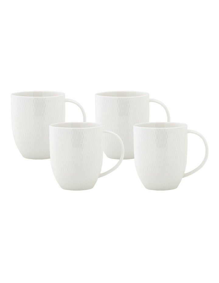 White Basics Diamonds Coupe Mug 420ml Set of 4 Gift Boxed in White