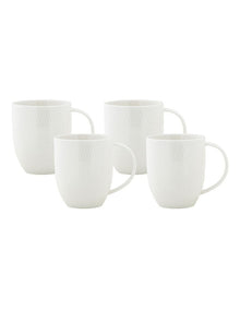 White Basics Diamonds Coupe Mug 420ml Set of 4 Gift Boxed in White