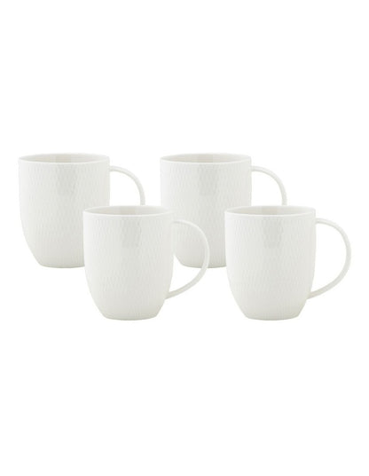 White Basics Diamonds Coupe Mug 420ml Set of 4 Gift Boxed in White
