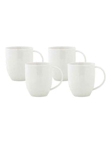 White Basics Diamonds Coupe Mug 420ml Set of 4 Gift Boxed in White