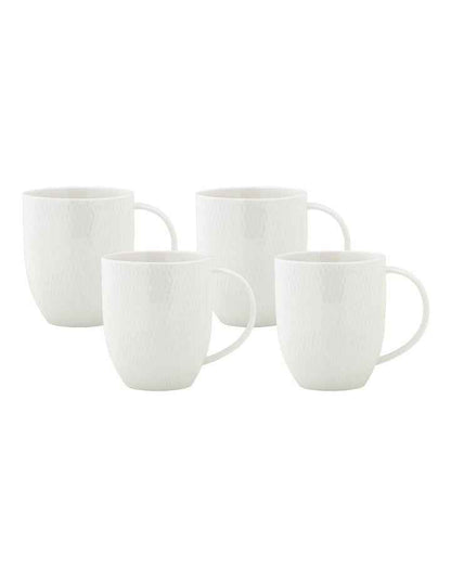 White Basics Diamonds Coupe Mug 420ml Set of 4 Gift Boxed in White