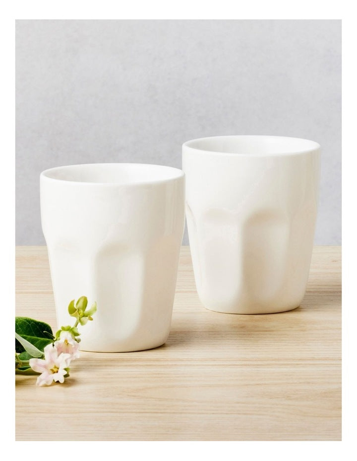 White Basics Diamonds Coupe Mug 420ml Set of 4 Gift Boxed in White