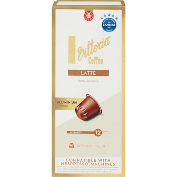 Vittoria Latte Nespresso Compatible Coffee Capsules 10 pack