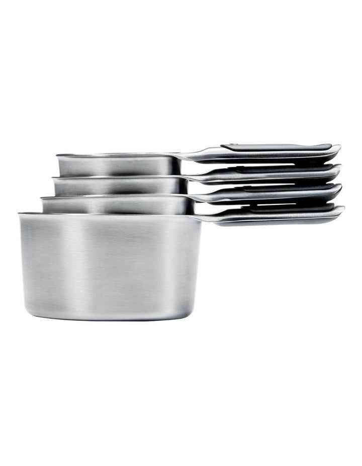 4 Piece Stainless Steel Measuring Cup Set in Silver