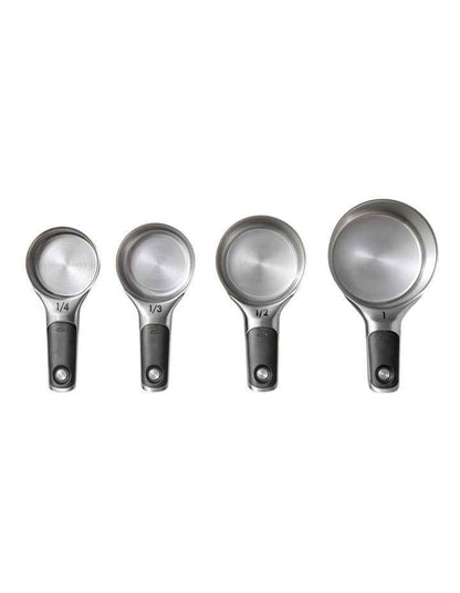 4 Piece Stainless Steel Measuring Cup Set in Silver