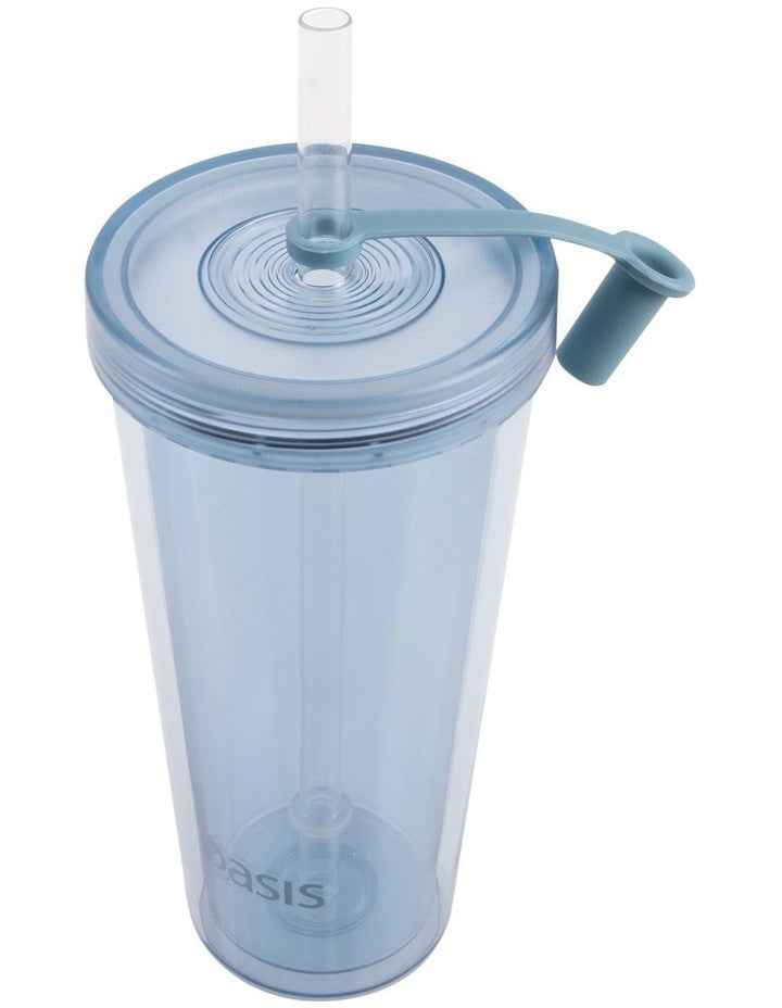 Double Wall Smoothie Tumbler With Straw 520ml in Blueberry