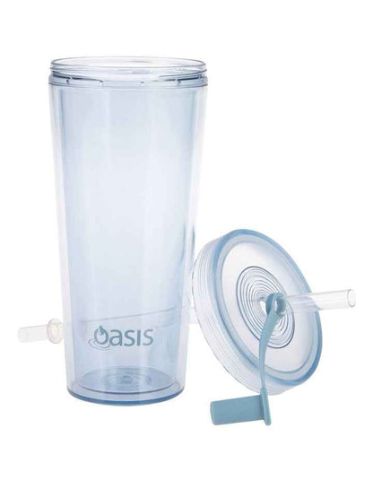 Double Wall Smoothie Tumbler With Straw 520ml in Blueberry