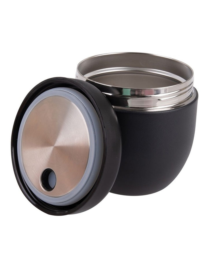 Stainless Steel Double Wall Insulated Food Pod 470ml in Black