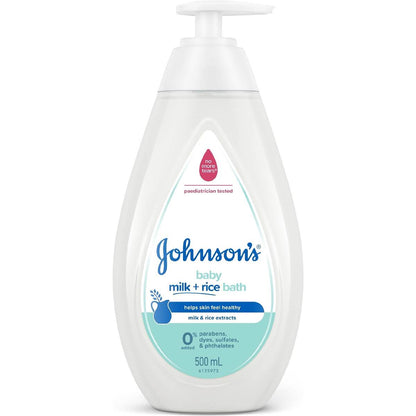 Johnson's Milk + Rice Tear Free Gentle Nourish Moisturising Baby Bath 500ml
