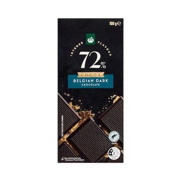 Woolworths 72% Cocoa Belgium Dark Chocolate Block 100g