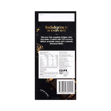 Woolworths 72% Cocoa Belgium Dark Chocolate Block 100g