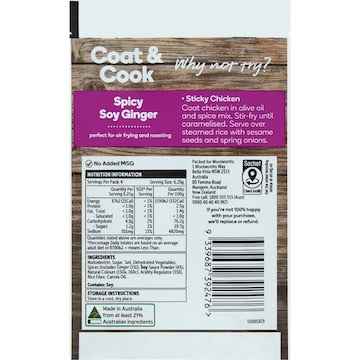 Woolworths Coat & Cook Spicy Soy Ginger 25g