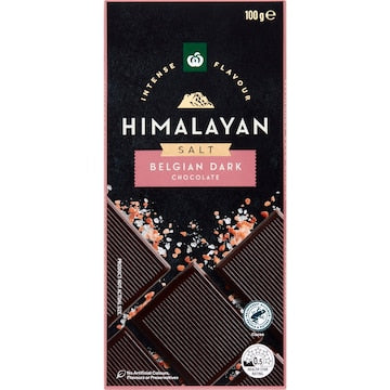 Woolworths Belgian Dark Chocolate With Himalayan Salt 100g
