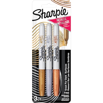 Sharpie Permanent Marker Pens Fine Metallic Colours 3 pack