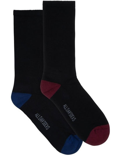 Mens Heel & Toe Cushioned Crew Crew 2 Pack in Burgundy/Blue