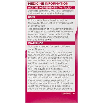 Coloxyl With Senna Dual Action Constipation Relief Tablets 45 pack