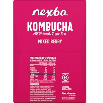 Nexba Kombucha Mixed Berry Drink Cans 330mL x 4 pack