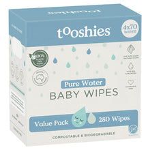 Tooshies Pure Water Baby Wipes Value Pack 280 pack