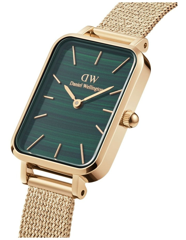 Quadro Pressed Evergold Green Dial Stainless Steel Watch in Gold