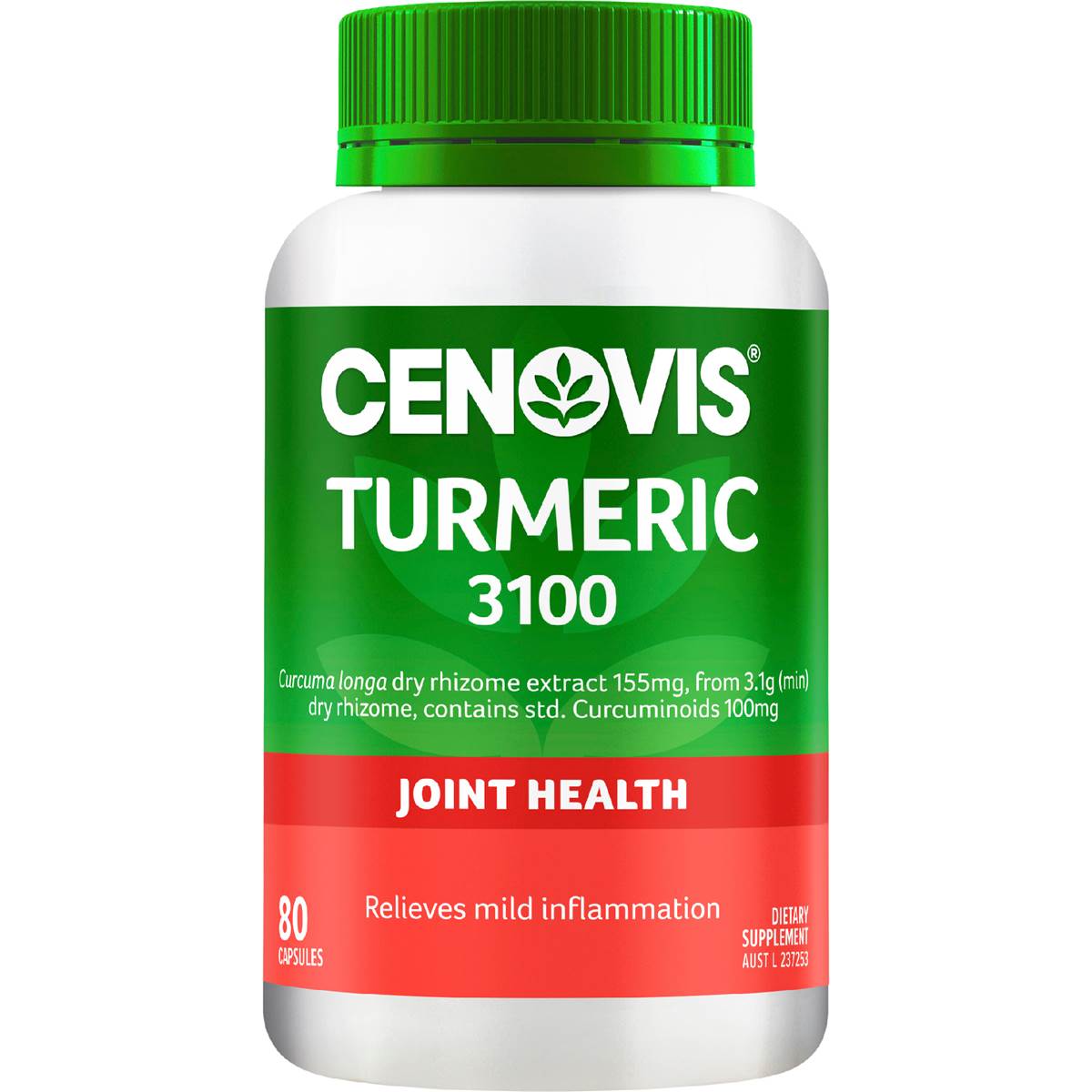 Cenovis Turmeric 3100 Capsules With Curcuminoids For Joint Health 80 Pack