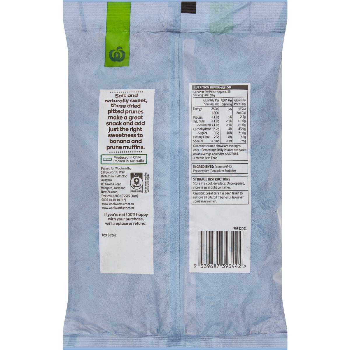 Woolworths Pitted Prunes 1kg