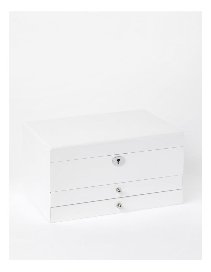 Multi Drawer High Gloss Jewellery Box in White