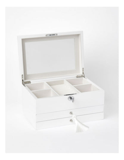 Multi Drawer High Gloss Jewellery Box in White