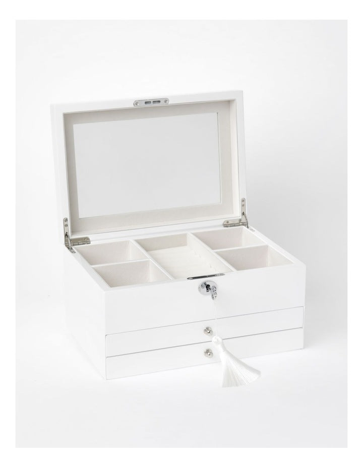 Multi Drawer High Gloss Jewellery Box in White