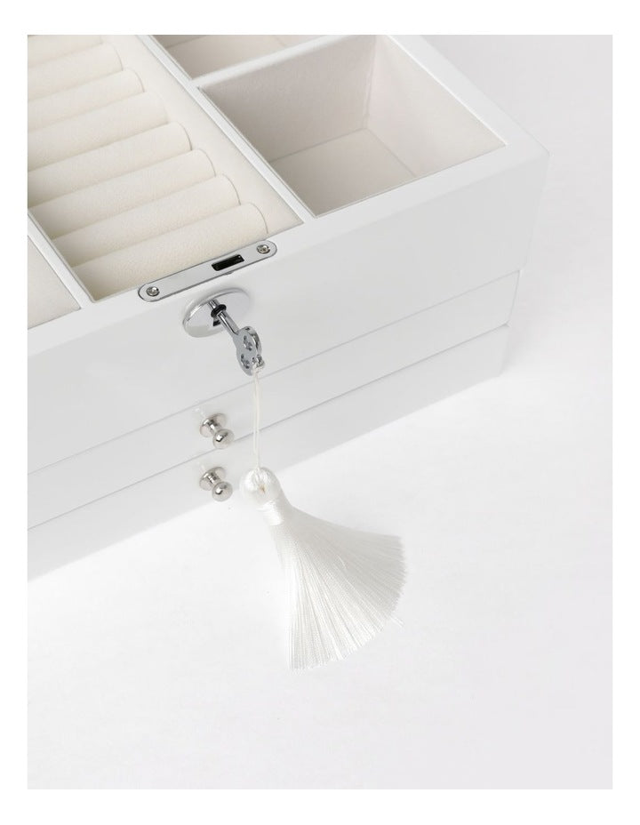 Multi Drawer High Gloss Jewellery Box in White