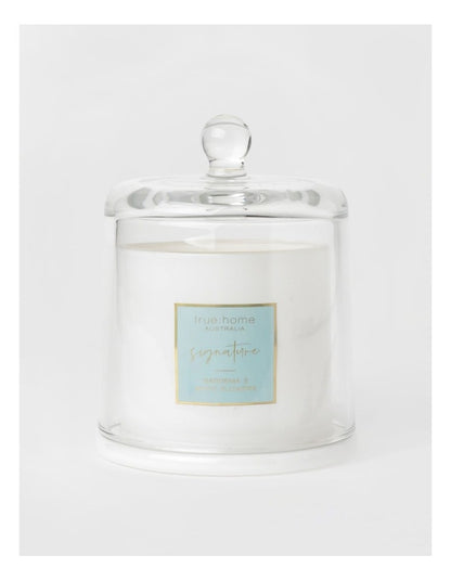 Gardenia & White Flowers Candle With Cloche