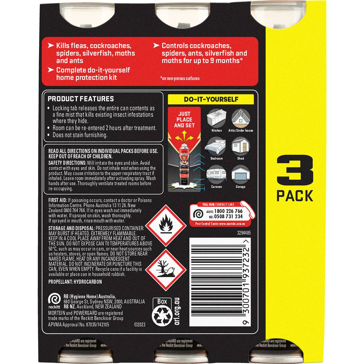 Mortein PowerGard Insect Control Bombs 3 pack