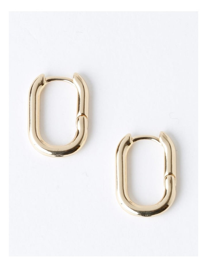 Rectangle Click Hoop Earrings in Gold