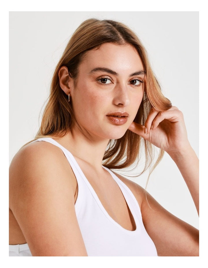 Rectangle Click Hoop Earrings in Gold
