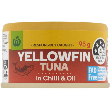 Woolworths Yellowfin Tuna In Chilli & Oil 95g