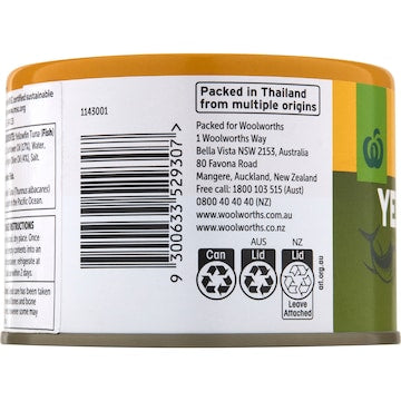 Woolworths Yellowfin Tuna In Oil 425g