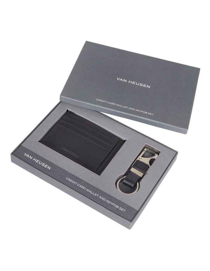 Credit Card Holder with Keyring Gift Pack in Black