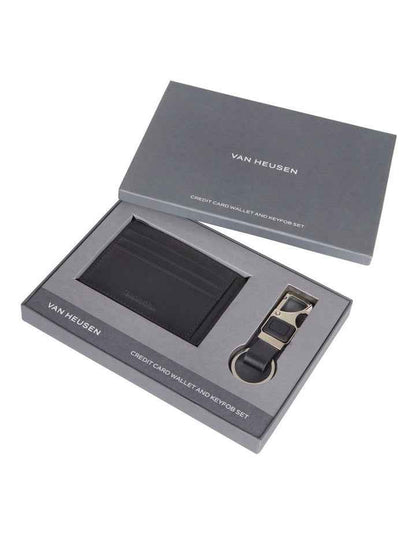 Credit Card Holder with Keyring Gift Pack in Black