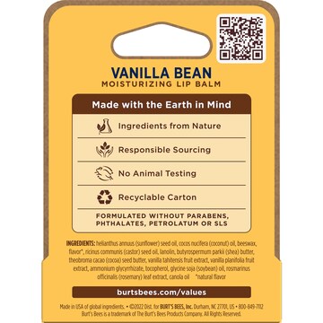 Burt's Bees Moisturising Lip Balm Vanilla Bean 4.25g