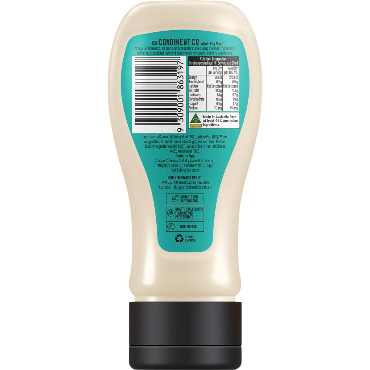 Your Condiment Co Whole Egg Mayonnaise 250mL